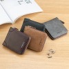 Men's Short Wallet Retro Horizontal Multi functional Card Bag with Multiple Card Positions, Three fold Driver's License Zipper Bag 