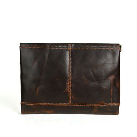 Retro Oil Leather Men's Handheld Headband with Cowhide Genuine Leather Large Capacity Casual Trend Multi functional iPad Bag 