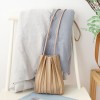 Sweet pleated shoulder bag, simple and pleated mini phone bag, stylish and casual soft leather crossbody small bag 