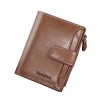 Men's Wallet Short Wallet Button Large Capacity Zipper Oil Wax Leather Soft Leather Zero Wallet 