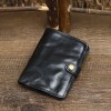 Handmade retro distressed pleated top layer pure cowhide leather short wallet for men's simple and trendy couple thin wallet 