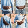 Genuine leather men's sports waist bag with top layer cowhide multifunctional leisure phone waist bag 