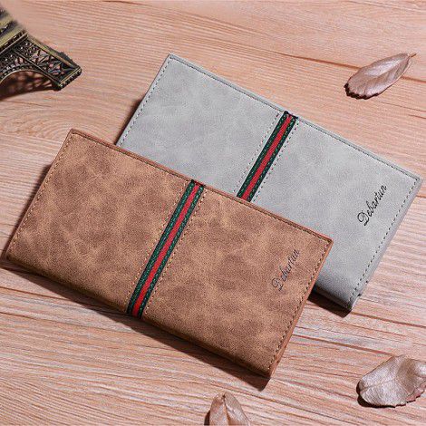 Thin wallet, long men's wallet, student leisure splicing, soft surface multi card slot card, foreskin clip 