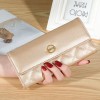 Women's wallet long 30% discount Korean version handbag buckle diamond grid embroidered multi slot leather wallet 