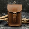 Men's Genuine Leather Waist Bag Crazy Horse Skin Men's Wear Belt Hanging Bag Genuine Leather Phone Bag 