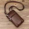 Genuine leather men's 7-inch mobile phone waist bag with leather belt, cowhide mini crossbody shoulder mini bag, hanging bag 