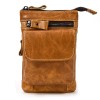 Men's leather waist bag crazy horse leather fashion messenger bag wearing belt hanging bag head leather small messenger bag mobile phone bag 