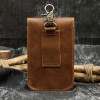 Men's Genuine Leather Waist Bag Crazy Horse Skin Men's Wear Belt Hanging Bag Genuine Leather Phone Bag 