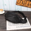 Chest bag black PU soft leather dumpling shaped rivet men's waist bag men's one shoulder backpack 