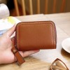 Women's genuine leather wallet, organ card bag, small change wallet, short cowhide small card bag, zipper, large capacity 