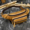 Retro genuine leather waist bag for men, crazy horseskin chest bag with headphone holes for going out crossbody bag, multifunctional men's bag 