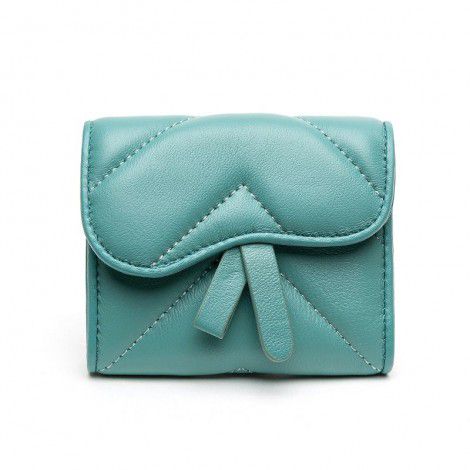 Minimalist women's wallet genuine leather short sheepskin small change wallet mini wallet three fold card clip small bag leather clip 