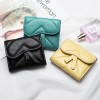 Minimalist women's wallet genuine leather short sheepskin small change wallet mini wallet three fold card clip small bag leather clip 