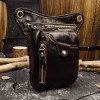 Men's genuine leather waist bag, retro cowhide leg bag, casual headband layer, cowhide outdoor sports waist bag 