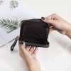 Women's leather wallet, summer laser card bag, card cover, organ zipper, diamond grid mini cowhide small bag 