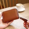 Women's genuine leather wallet, organ card bag, small change wallet, short cowhide small card bag, zipper, large capacity 