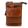 Men's leather waist bag crazy horse leather fashion messenger bag wearing belt hanging bag head leather small messenger bag mobile phone bag 