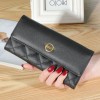 Women's wallet long 30% discount Korean version handbag buckle diamond grid embroidered multi slot leather wallet 