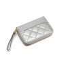 Women's leather wallet, summer laser card bag, card cover, organ zipper, diamond grid mini cowhide small bag 