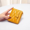 Small Wallet Women's Genuine Leather Lingge Short Card Bag Cute Zero Wallet Wallet Leather Wallet 