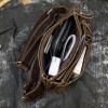 Vintage Leather Waist Bag men's crazy horse skin chest bag head leather multifunctional messenger bag three-layer cashier bag 