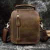 Crazy Horse Skin Retro Waist Bag Large Capacity Genuine Leather Small Body Bag Multi functional Crossbody Bag Casual Shoulder Bag 