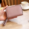 Women's genuine leather wallet, organ card bag, small change wallet, short cowhide small card bag, zipper, large capacity 