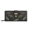 Women's wallet, hollowed out leaf wallet, leather clip, two fold zipper, long card bag, handbag 