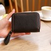 Women's genuine leather wallet, organ card bag, small change wallet, short cowhide small card bag, zipper, large capacity 