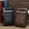 Genuine leather men's 7-inch mobile phone waist bag with leather belt, cowhide mini crossbody shoulder mini bag, hanging bag 