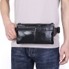 Leather waist bag multifunctional mini messenger bag chest bag multi compartment mobile phone waist bag trendy men's mobile phone bag cowhide waist bag 