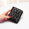 Small Wallet Women's Genuine Leather Lingge Short Card Bag Cute Zero Wallet Wallet Leather Wallet 