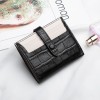 Short Wallet Genuine Leather Women's Folding Crocodile Pattern Women's Zero Wallet Thin Bag Minimalist 