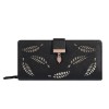 Women's wallet, hollowed out leaf wallet, leather clip, two fold zipper, long card bag, handbag 