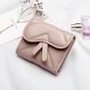 Minimalist women's wallet genuine leather short sheepskin small change wallet mini wallet three fold card clip small bag leather clip 