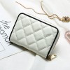 Genuine leather accordion card bag for women, summer multi slot diamond grid zero wallet for girls, retro fashion zipper wallet small bag 