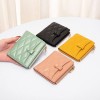 Small Wallet Women's Genuine Leather Lingge Short Card Bag Cute Zero Wallet Wallet Leather Wallet 