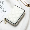 Genuine leather accordion card bag for women, summer multi slot diamond grid zero wallet for girls, retro fashion zipper wallet small bag 