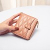 Small Wallet Women's Genuine Leather Lingge Short Card Bag Cute Zero Wallet Wallet Leather Wallet 