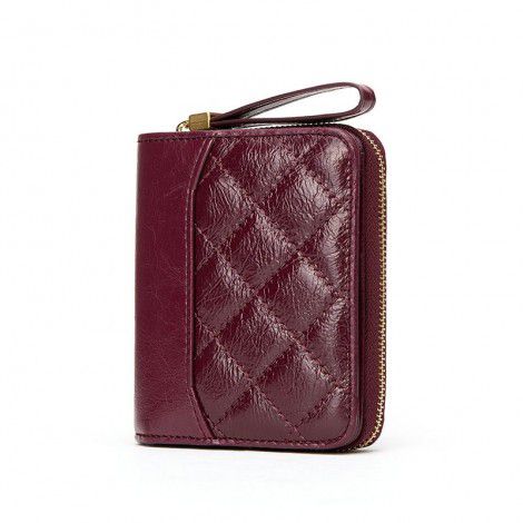 Women's Card Bag Genuine Leather Wallet Women's Bag Small Zero Wallet Zipper Ladies Purse Lingge Fashion Bag 