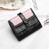 Short Wallet Genuine Leather Women's Folding Crocodile Pattern Women's Zero Wallet Thin Bag Minimalist 