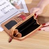 Women's wallet, hollowed out leaf wallet, leather clip, two fold zipper, long card bag, handbag 