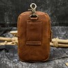 Men's Retro Leather Waist Bag crazy horse skin double-layer wearing belt hanging bag head leather mobile phone bag 