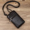Genuine leather men's 7-inch mobile phone waist bag with leather belt, cowhide mini crossbody shoulder mini bag, hanging bag 