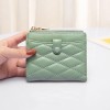 Small Wallet Women's Genuine Leather Lingge Short Card Bag Cute Zero Wallet Wallet Leather Wallet 