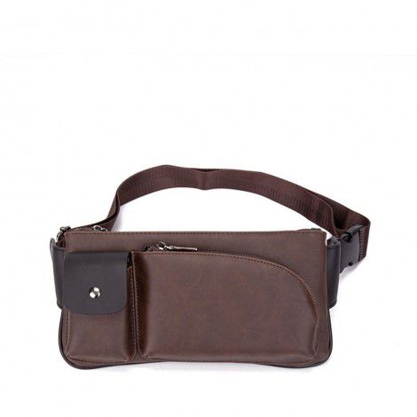 Single Shoulder Men's Chest Bag Crossbody Sports Small Bag Crazy Horse Skin Casual Waist Bag 