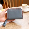 Women's genuine leather wallet, organ card bag, small change wallet, short cowhide small card bag, zipper, large capacity 