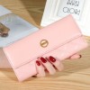 Women's wallet long 30% discount Korean version handbag buckle diamond grid embroidered multi slot leather wallet 