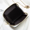 Genuine leather accordion card bag for women, summer multi slot diamond grid zero wallet for girls, retro fashion zipper wallet small bag 