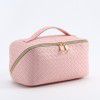 Large capacity makeup bag, light luxury PU leather plaid cosmetic storage bag 